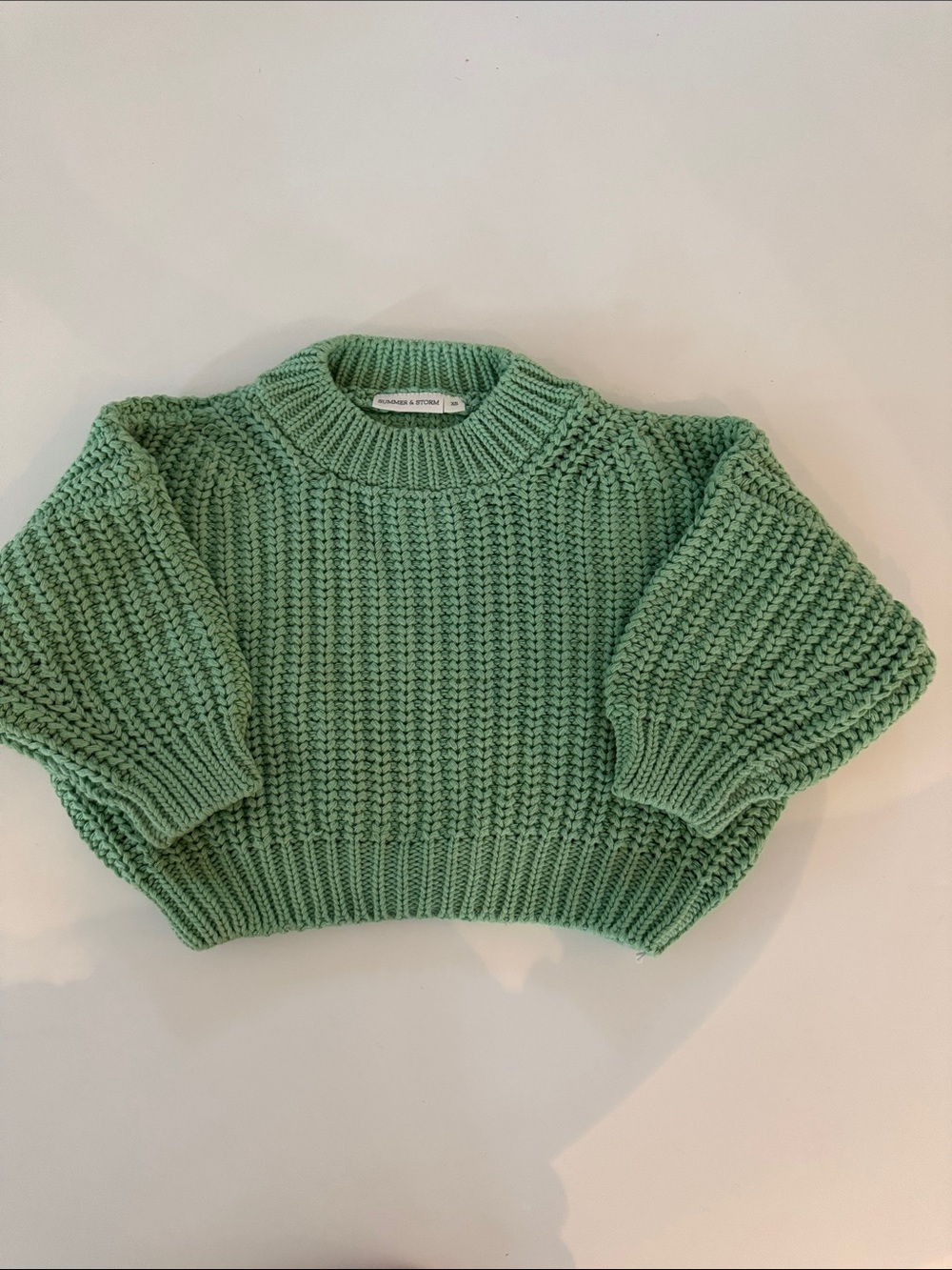 Kids Chunky Knit Sweater - Mint Green
